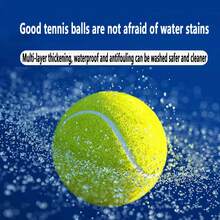 Trzy fluorescencyjne żółte wiaderka o wysokiej elastyczności z piłkami tenisowymi, pogrubione, wodoodporne, odporne na plamy i zmywalne, o średnicy 64 mm, do zawodów i treningów