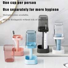 1pc Toothbrush Holder With Cover, 3-Slot Design, Includes Cup Holder And Razor Organizer - Multi-Color Bathroom Accessories, Glass Texture