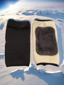 1pc Knee Warmer, Thick Fleece Knee Brace With Straps, Unisex Knee Support For Cycling, Winter Joint Protection - Black - View 11