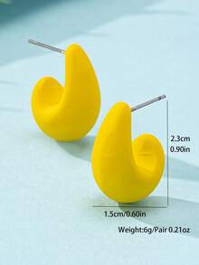 1 对欧美时尚 CCB 塑料水滴光滑锤纹耳钉，适合女性的礼物，日常佩戴 - 黃色 - 查看 5