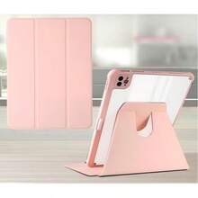 TenYide 1 件透明亚克力浅粉色 360° 旋转 iPad 保护壳，带笔槽、唤醒/睡眠功能、3 种支架模式、4 角防摔保护，适用于 iPad 10.2/10.5/Air4/Air5/10th/10.9/Pro 11"/Air 11"(M2)/Pro 11"(M4)/iPad Air 11 英寸 (M3) 2025/iPad (A16) 11 英寸第 11 代 2025、MatePad 系列/荣耀 Pad 系列 - 淺粉色 - 查看 3