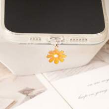 1 pieza Encanto de margarita amarilla/Tapón antipolvo para puerto de carga de teléfono móvil/Colgante decorativo/Adecuado para iPhone/Tipo-C/Conector Android