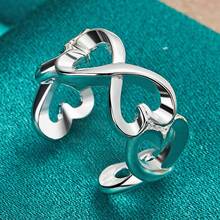 Anillo con forma de corazón de plata de ley 925, joyería de moda para mujer, para boda y fiesta - Plateado - Ver 5
