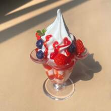Crème glacée réaliste, fruits, belle tasse, modèle de maison de poupée, simulation, décoration d'été pour la maison, accessoires pour vitrine de boutique de poupées, artisanat, faux desserts, jouets alimentaires - Multicolore - Voir 13