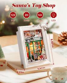 Robotime DIY Modular Miniature House Kit – Snow Party (DP005) & Santa's Toy Shop (DP006) 3D Puzzle Set With Touch-Sensitive LED Lights, A Homemade Christmas Decoration Gift - Santa's Toy Shop (DP006) - View 6