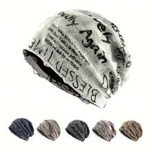 Outdoor Sports Knitted Hat Unisex Autumn Winter Beanie Letter Retro Brimless Hat Women Men Pullover Hat - 白色 - 查看 5