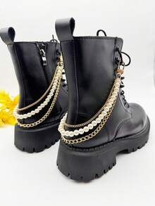 1 Pair Fashion Gold/Silver Chain Decor For Women Shoes/Boots - Multicolor - View 4