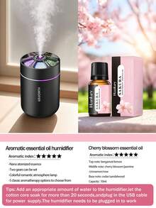 1 x 180毫升车载加湿器，黑色车载空气清新剂，带浪漫彩色氛围灯，黑白两色可选，2种工作模式，自动关机功能，兼容精油，五合一超声波香薰机，5套精油套装，适用于汽车、客厅、卧室、浴室、植物、宠物房、办公室、大房间，需电源适配器 - 黑與白 - 查看 32