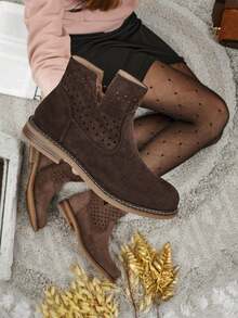 Women's Natural Leather Ankle Boots Rito - Chocolate - View 1