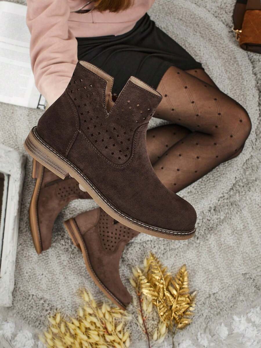 Women's Natural Leather Ankle Boots Rito - Chocolate - View 1