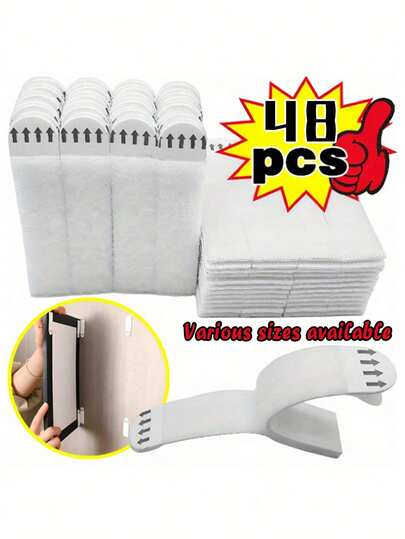 48pcs/24pairs Drill-Free Picture Hanging Strips, Heavy Duty Polyamide Picture Hanging Strips,Large Picture Hanging Strips, Nylon Picture Hanging Strips, Double Sided Tape To Prevent Damage To Picture Frame Hanging Racks, Multiple Sizes Available To Suit Various Picture Sizes And Needs