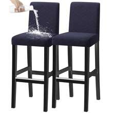 1/2/4/6pcs Solid Color Jacquard Waterproof Spill-Resistant Short Back Chair Covers, Elastic Removable Barstool Covers With Backrest, Home Decor Chair Slipcovers Suitable For Square Kitchen, Dining Room, Cafe