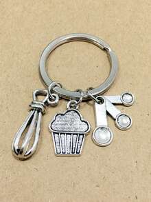 1pc Unisex Mini Baking Tool Keychain, Cute Kitchen Utensil Pendant For Wallet, Handbag, Car Keys Christmas Gift Bag Charms Car Teacher Friend Sister Gift Ideas - Silver - View 2
