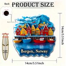 2 pezzi Magneti piatti in acrilico, 1 pezzo Magnete frigo adesivo Norvegia Bergen, 1 pezzo Magnete morbido in acrilico e gomma Amsterdam Paesi Bassi, design vibrante del paesaggio della città di Bergen, decorazione ottagonale da cucina adatta per frigorifero/congelatore, regalo da viaggio unico