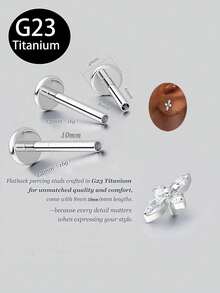 2 件 16G G23 钛耳屏耳钉耳轮穿孔首饰内螺纹平背耳钉前耳钉美杜莎唇钉耳钉首饰男女款金色 6 毫米 8 毫米 - G23-silver lip stud - 查看 18