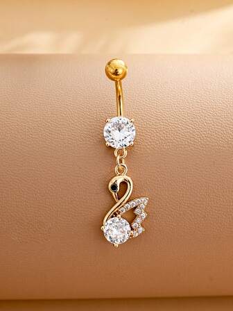1 件镶有水钻的天鹅肚脐环，性感女士珠宝，适合节日