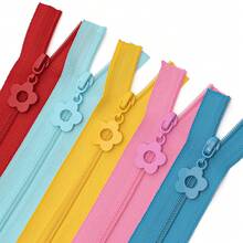 1 Set = 450cm/5 Yards Zipper + 10pcs Zipper Pulls, #3 Nylon Colorful Zippers With Matching Flower Zipper Pulls, 18 Color Options, Suitable For Clothing, Bedding, Bags, Pockets, Luggage, DIY Crafts Sewing - Multicolor - View 6