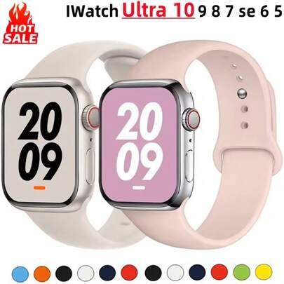 Banda de silicona deportiva compatible con Band 40mm 38mm 41mm 44mm 45mm 46mm 42mm 49mm M/L para mujeres y hombres, brazalete suave y resistente al agua, correa deportiva de repuesto compatible con Band Series Ultra 11 10 9 8 7 6 5 4 3 2 1 SE como regalo de Navidad para estudiantes