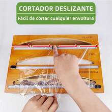 EKEJLI Dispensador de Papel de Aluminio, dispensador de Envoltura 3 en 1 con Cortador,Envoltura de plástico Dispensador de Cera de Papel de Aluminio para cajón de Cocina/Montaje en Pared - 1 - Ver 9