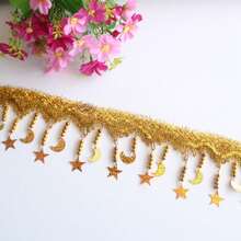 2 yardas de cinta con flecos de lentejuelas y lentejuelas de oro y plata, para manualidades, ropa de actuación, vestidos de boda y fiesta, tela de costura