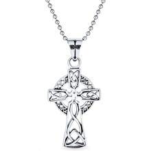 Protection Amulet Ancient Mens Irish Viking Celtic Cross Pendant Necklace For Men Women Oxidized Silver Tone Stainless Steel 20 Inch Ball Chain