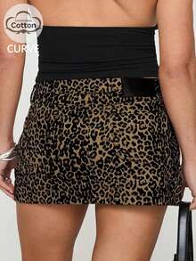 Chân váy denim mini dáng ôm eo cạp chun bằng cotton họa tiết da báo gợi cảm kiểu Y2K, thời trang mùa hè đa năng. - Beo - Xem 7