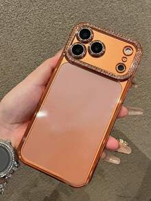 奢华电镀水钻透明手机壳适用于 17 Pro Max 17 Pro 16 15 14 13 12 Pro Max 14 15 16 Plus 11 17 13 闪光镜头保护套 - 橘色 - 查看 10