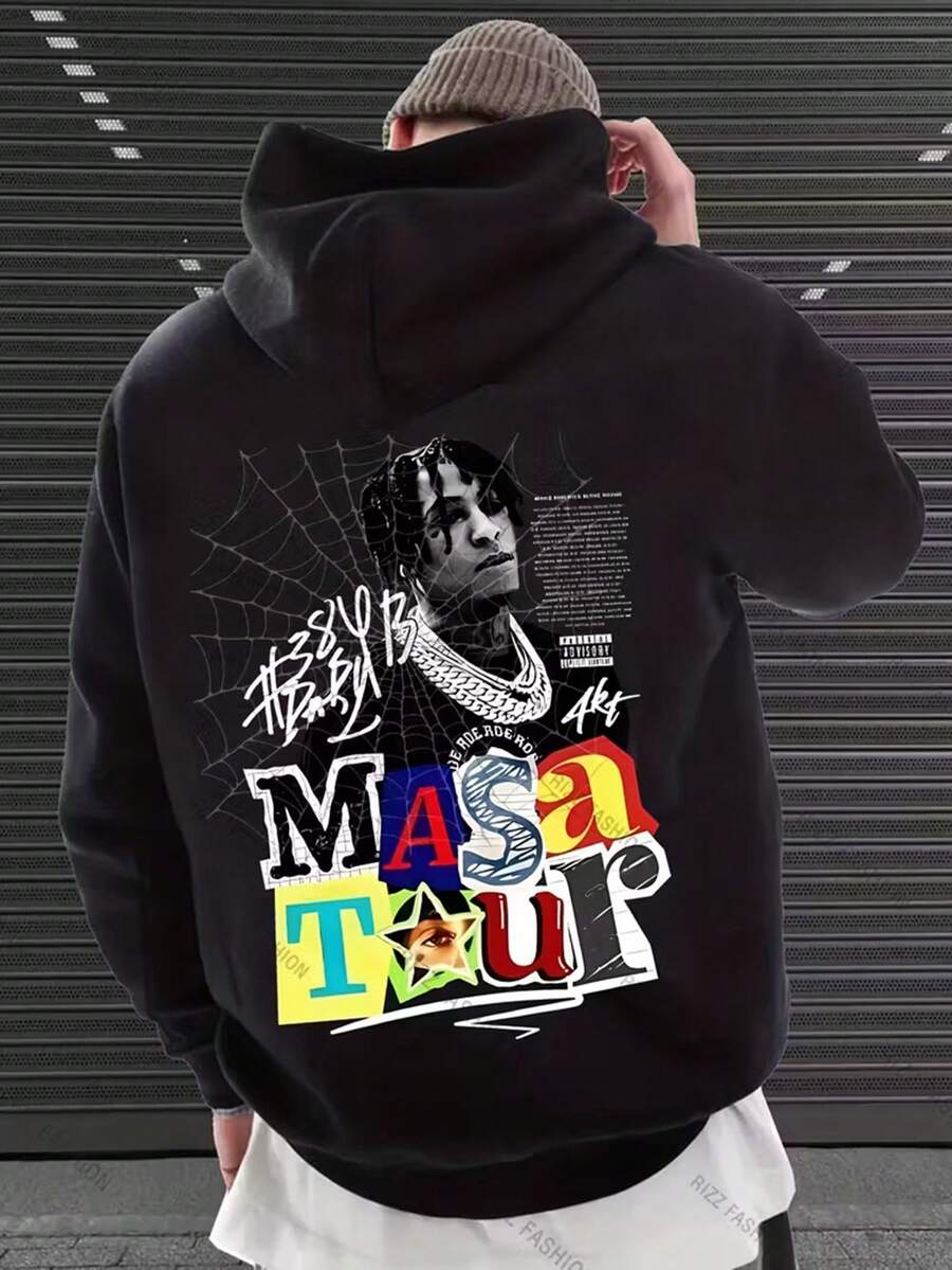 Men'S YoungBoy Never Broke Again Hoodie - Streetwear Pullover With Back Portrait Graphic, Loose Fit Hooded Sweatshirt For Concerts, Everyday & Special Events - Urban Fashion Outerwear,Fall Hoodies,Men's Fall Clothes,Street Wear,Halloween,Mens Hoodies,Y2k Clothes,Jesus Hoodie,Thanksgiving Day,Nightmare Before Christmas,Christmas - màu đen - Xem 1
