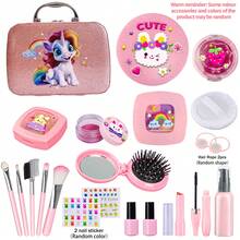 Kids Pretend Play Cartoon Makeup Toy, Purple/Pink Cosmetic Bag & Accessories Gift Set (Realistic Makeup), Dress Up Toys For 3-9 Years Old Girls, Birthday/Halloween/Christmas Gift For Girls - Multicolor - View 13