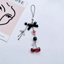 Original Sweet And Cool Girl Y2K Personalized Harajuku Cherry Bow Mobile Phone Chain, Goben Pendant Pendant - A - 查看 5