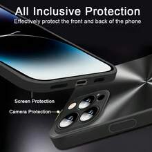 Capa para celular de alta qualidade com efeito laser aurora CD, acabamento metálico fosco iridescente e lente de vidro HD integrada, à prova de choque, compatível com as séries 17, 16, 15, 14, 13, 12 e 11. - Preto - Ver 6