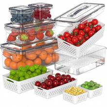5 Pcs Fruit Storage Containers Fridge With Removable Colander And Handle Lid, Refrigerator Organizers And Storage, Airtight Container To Keep Berry Fruit And Vegetable Longer Dishwasher - 5 - Xem 2