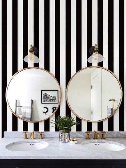 1m/3m/5m Zwart Wit Stripe Wallpaper Self Adhesive Contact Paper Home Cabinets, Desks, Chairs Room Backgrounds, Renovation Stickers Peel Wand Panels, Paper, Wallpapers, ation Items Refresh Your Home, Festival Birthday Graduation view 6