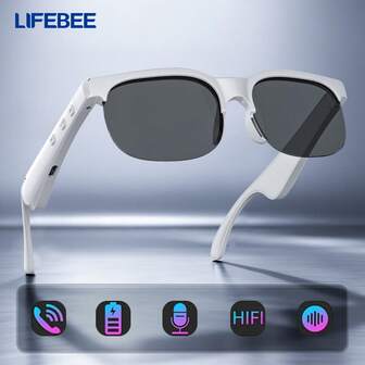  LIFEBEE Wireless Smart Glasses Headphones, Wireless Audio Glasses Headphones With Wireless Calls, Music Playback, Built-In Mic, Rechargeable HD Sound, Wireless Smart Glasses For Office Work