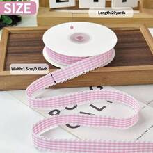 Gingham Plaid Ribbon - 58x20 Yards Polyester Checked Ribbon Wrapping, Flower Bouquets, Wreaths - Home Party Decor Ribbon Pink - Hồng + 5/8" - Xem 4