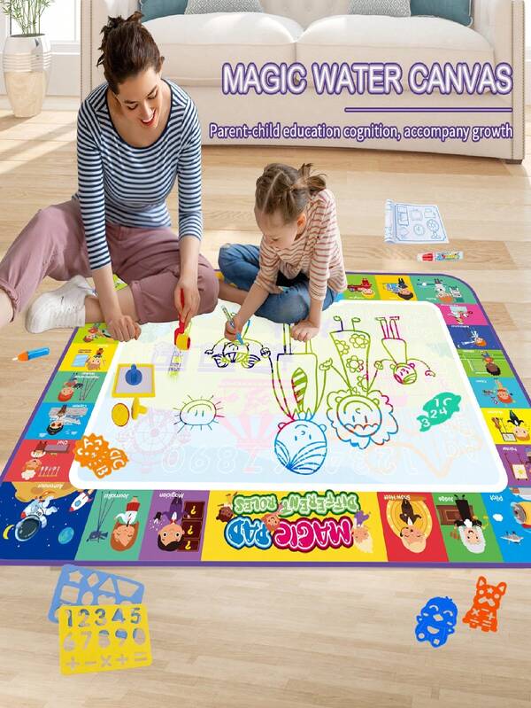 Kinder Mal-, Schreib- und Kritzelunterlage, Wassermalen, freie Gestaltung, praktische Aufbewahrung, bunte Malunterlage mit Zauberstift, geeignet für Mädchen und Jungen von 3-12+ Jahren, Lernspielzeug, Weihnachtsgeschenk