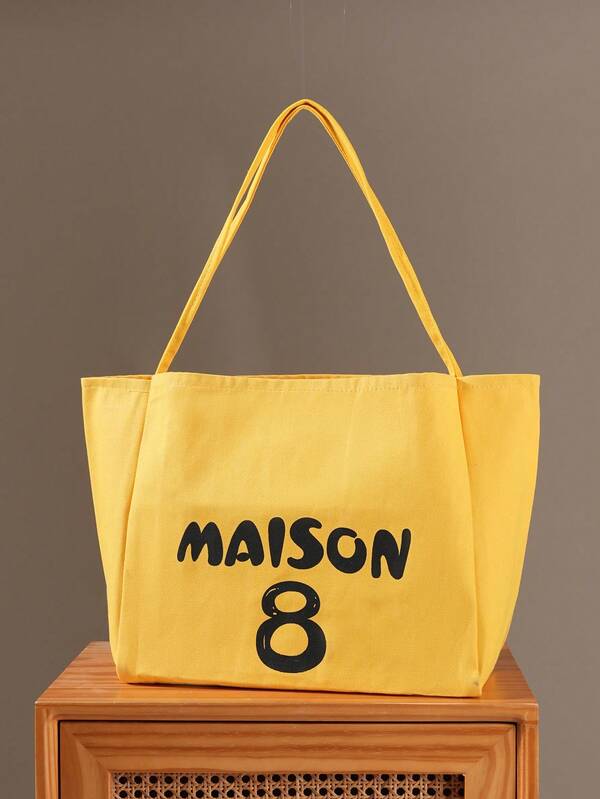 Leichte Canvas-Tragetasche – Minimalistische Schultertasche im französischen Stil, lässige Handtasche für den Alltag, ideal zum Einkaufen und für die Straße. Große Canvas-Tasche mit Buchstabenmuster, vielseitige Tragetasche mit großem Fassungsvermögen, perfekt für Ausflüge, Reisen und Urlaub. Designer-Handtaschen, erhältlich bei DHgate.