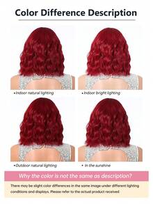 Topshe 14 Inch Red Medium-Long Wavy Curly Wig, Elegant Women's Halloween Accessory, Halloween Decoration, Heat-Resistant Synthetic Wig, Suitable For Daily Cosplay, Holiday Celebration Wear, Halloween Cosplay Gift, Gift For Friends - Red - View 9
