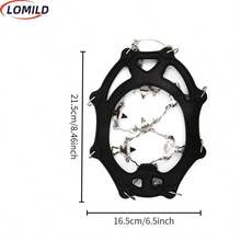 1 para antypoślizgowych ochraniaczy na buty, 8-zębowe kolce ze stali nierdzewnej, kolce do butów zapewniające przyczepność na zewnątrz, odpowiednie do chodzenia, biegania, wędrówek pieszych, wspinaczki, czarne