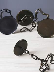 1pc Vintage Industrial Metal Candle Holders, Gothic Medieval Chain Link Candlesticks, Tabletop Lacquered Finish, Black Wrought Iron For Party Centerpiece, Holiday Decor,Room Decor,Gifts