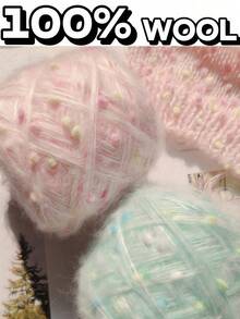 1 件羊毛、羊毛纱、钩针编织、纱线、手工染色羊毛马海毛纱，配有可爱的波尔卡圆点编织针，貂皮纱带有白色斑点针织围巾和外套。 - 彩色 - 查看 2