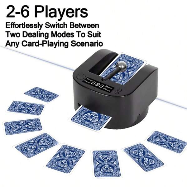1 Set Automatic Card Dealer, 360° Rotating Card-Flow Modes, USB Rechargeable Playing Card Machine, Low Noise Electric Card Calling, Supports Up To 6 Players, Poker Dispense, Casino Card Shuffler, Club Game Nights, Home Card Games For UNO/Blackjack/Phase 10/Skip-Bo/Rummy/Texas Hold'em/