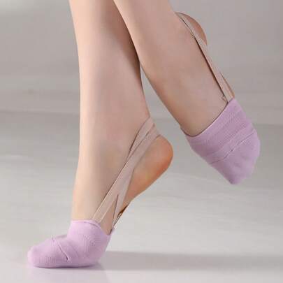 Half-Toe Knitted Dance Shoes, Half-Sole Dance Shoes, Cheerleading Rhythmic Gymnastics Shoes, Ballet Dance Socks Shoes, Rotational Shoes, Silicone Elastic Band, Non-Slip