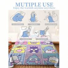 Sanrio Ein Set mit 12-teiligem Collage-Bettdecke mit Figuren aus der Sanrio-Familie, mit Cartoon-Anime-Mustern; es dient als Decke, Bettüberwurf, Baldachin, Sofabezug usw. Es kann sowohl als Inneneinrichtung als auch für Camping, Bettwäsche, Artikel im Hello Kitty-Stil, personalisierte Decken verwendet werden. Die weiche und flauschige Flanellschicht sorgt für ein angenehmes und gemütliches Gefühl. Lizenziertes Produkt