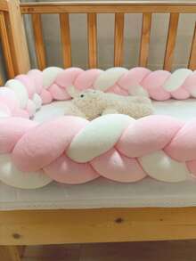 1 件编织婴儿床保险杠、三股编织包裹婴儿床内衬、INS 婴儿柔软打结编织婴儿床保险杠、婴儿靠垫保险杠、新生儿装饰床上用品、编织保险杠垫、婴儿床护栏、育儿室装饰、保护婴儿免受碰撞的婴儿床上用品，新生儿的绝佳礼物 - 白粉粉 - 查看 5