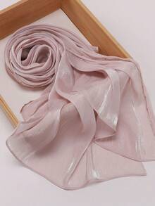 女士柔软欧根纱闪光穆斯林头巾披肩，秋冬新品 - 彩色 - 查看 5