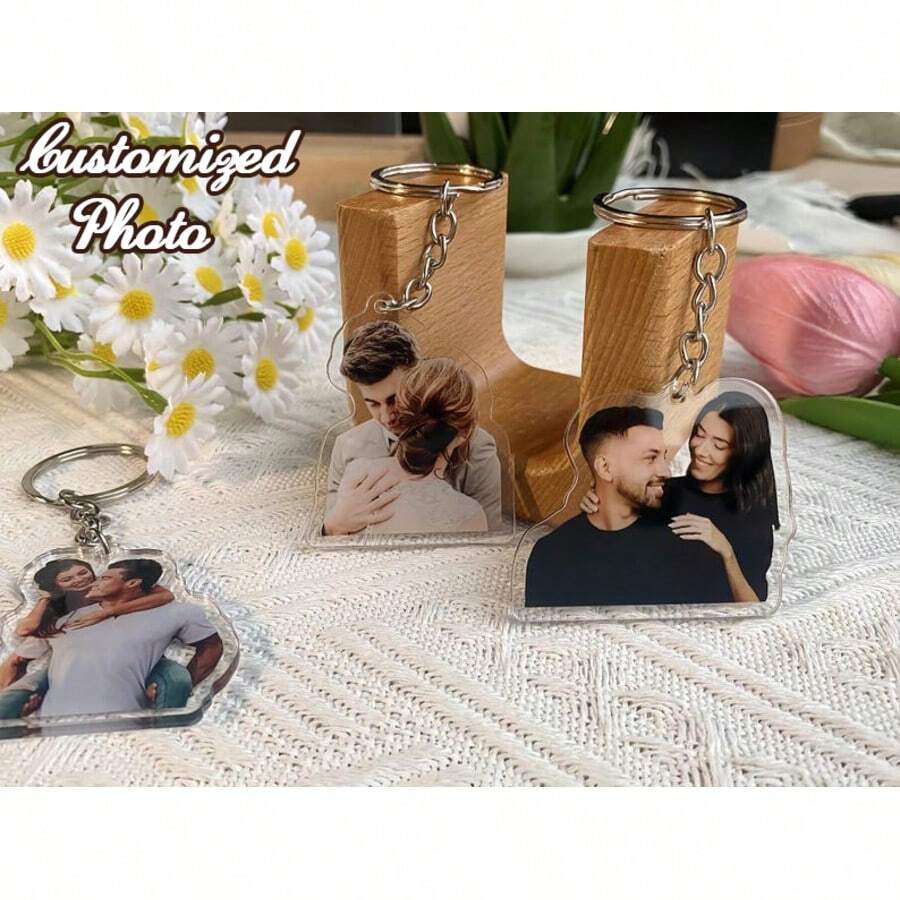 Personalized Photo Keychain, Lover Photo Creative Keychain, Wedding Anniversary Gift, Custom Acrylic Charm, Family Photo Keychain, Pet Photo - Multicolor - View 1