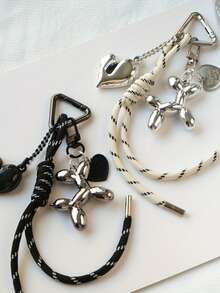 1. 时尚心形法国斗牛犬钥匙扣，精致小狗包包挂饰，情侣配饰，复古风，三角形弹簧扣设计，适用于车钥匙、包包装饰、服装配饰、节日或女士礼物，钥匙扣包包配饰，包包挂饰 - 彩色 - 查看 5