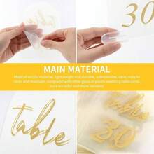 30 juegos de nmeros de mesa de boda con soportes impresos en oro de 1 a 30 carteles de mesa, soporte de exhibicin de acrlico transparente para bodas, recepcin, fiestas, centros de mesa 4x 6 - por defecto - Ver 6