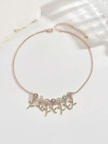 1 colar com pingente de joaninha e flor de strass colorida, adequado para uso diário, presentes de Natal, Dia dos Namorados e Dia das Mães